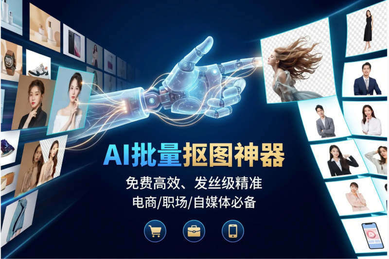 AI批量抠图神器｜免费高效、发丝级精准，电商/职场/自媒体必备