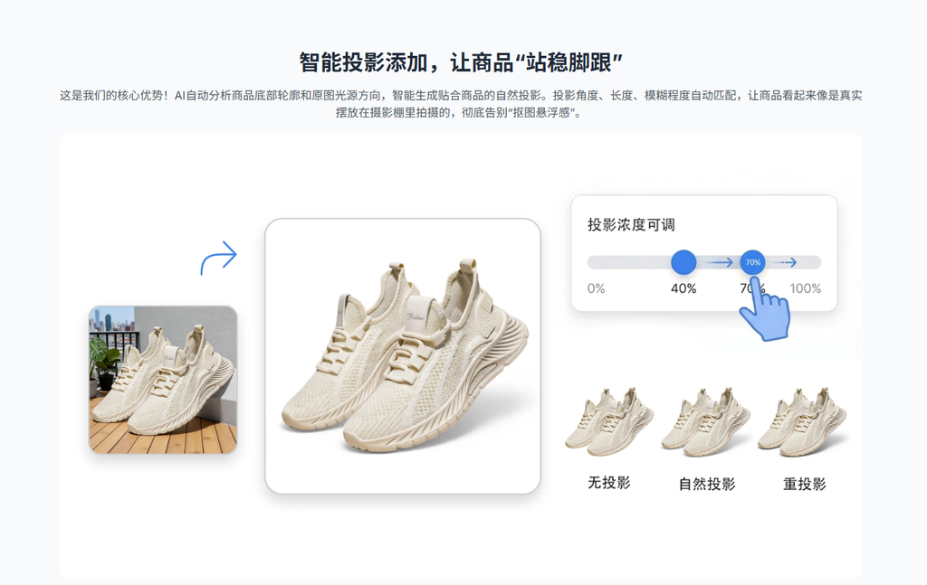 AI一键白底图:智能投影添加