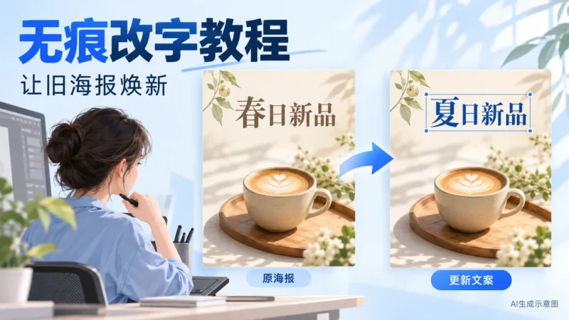无痕改字教程：在线修改图片文字，替换海报文案与商品价格